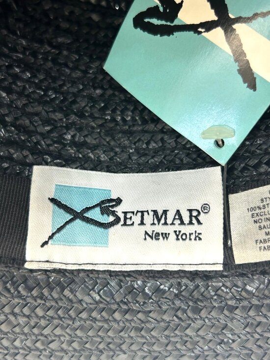 NWT Betmar Women\'s Black Woven 100% Straw Wide-Brimmed Lightweight Sun Hat 3476 main image 14
